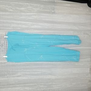 2/$25 Ocean Blue Island Planet Miami Beach Floral Embroidered Culottes SzXL